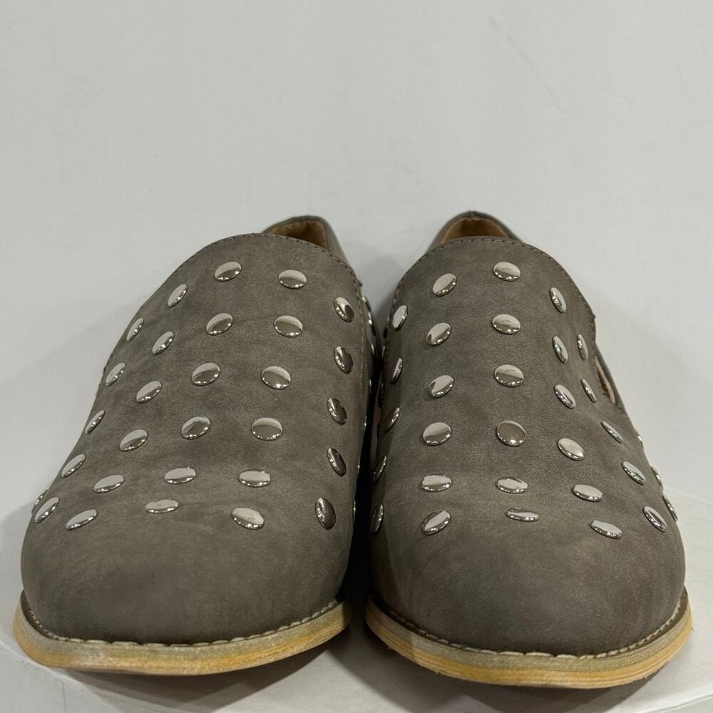 Studded Loafers Gray Silver Hardware Grunge Indie Sleaze Punk Pointed Womens 6.5